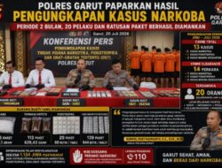 Polres Garut Paparkan Hasil Pengungkapan Kasus Narkoba Periode 2 Bulan, 20 Pelaku dan Ratusan paket Berhasil Diamankan